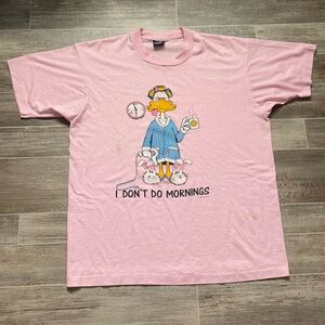 Vintage T Shirt Screen Print 1988 Air Waves I Dont Do Mornings